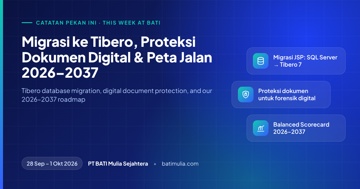 This Week at BATI: Tibero Database Migration, Digital Document Protection, and Our 2026–2037 Roadmap